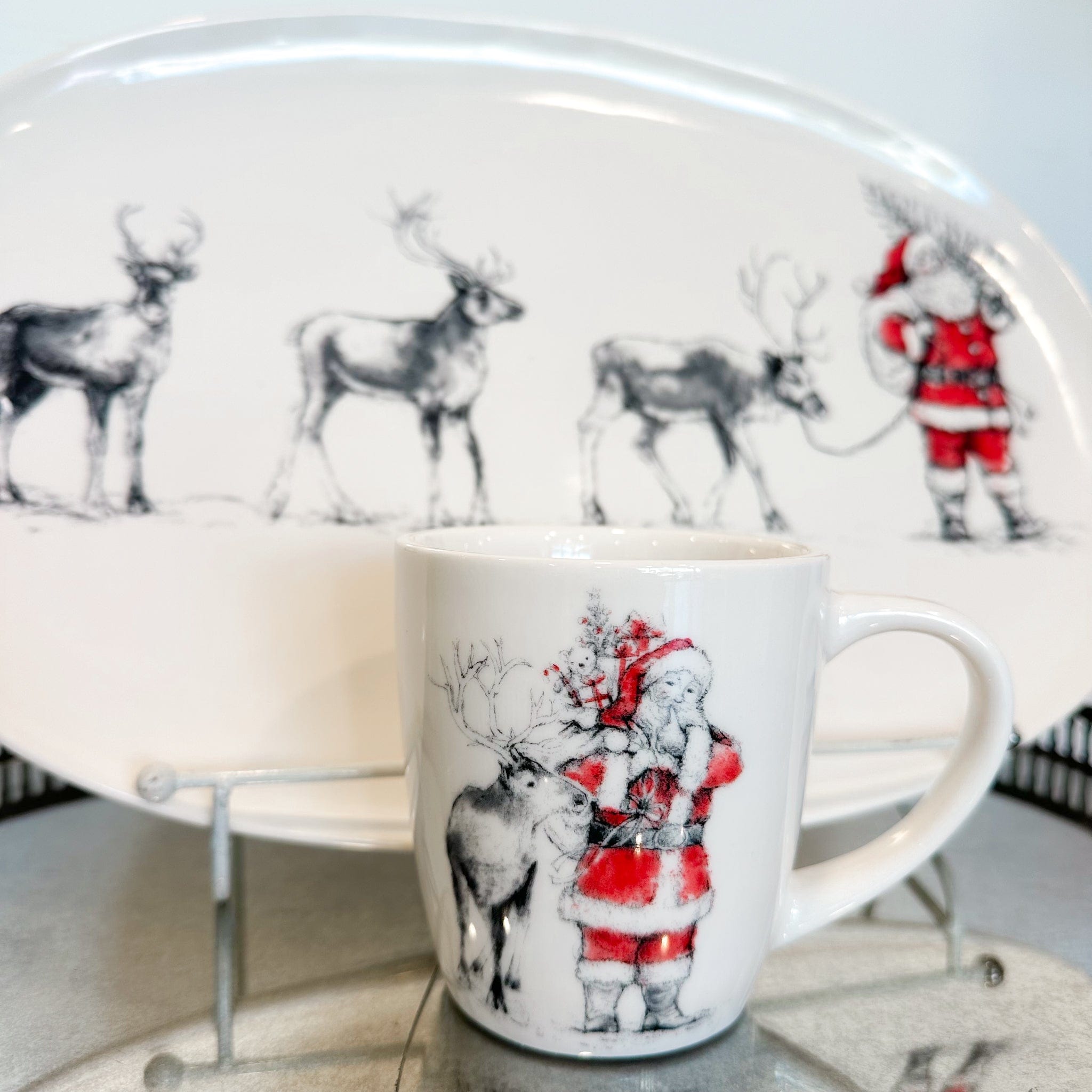 Creative Co-op Stoneware Mug with Santa & Reindeer Image , 4 Styles Available - Little Miss Muffin Children & Home