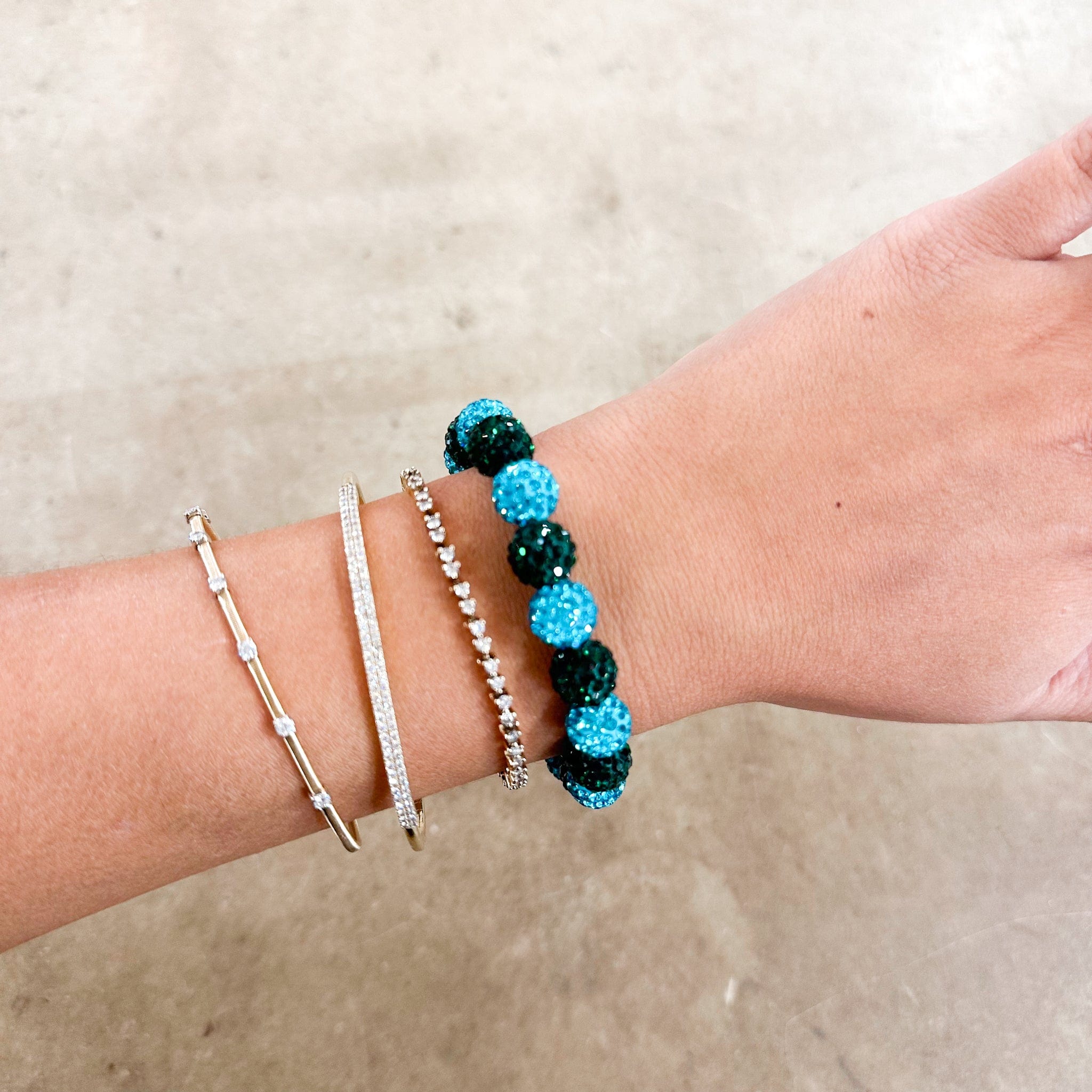 Geaux Luminous Blue & Green Rhinestone Bacelet - Little Miss Muffin Children & Home