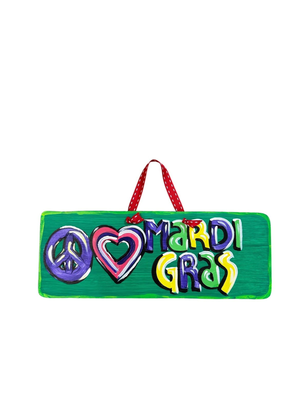 Michelle's Art Box Michelle's Art Box 6"x16" Wood Sign, Peace Love Mardi Gras - Little Miss Muffin Children & Home