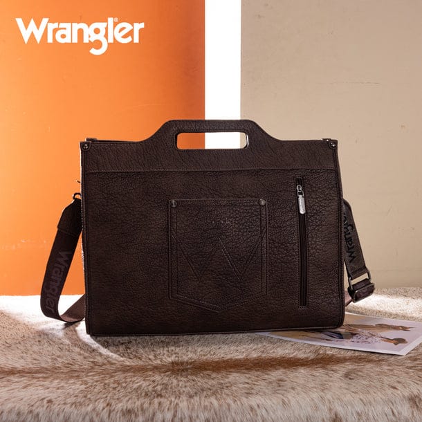 Coffee  Wrangler Genuine Cowhide Carry-All Cowhide Large Tote/Crossbody