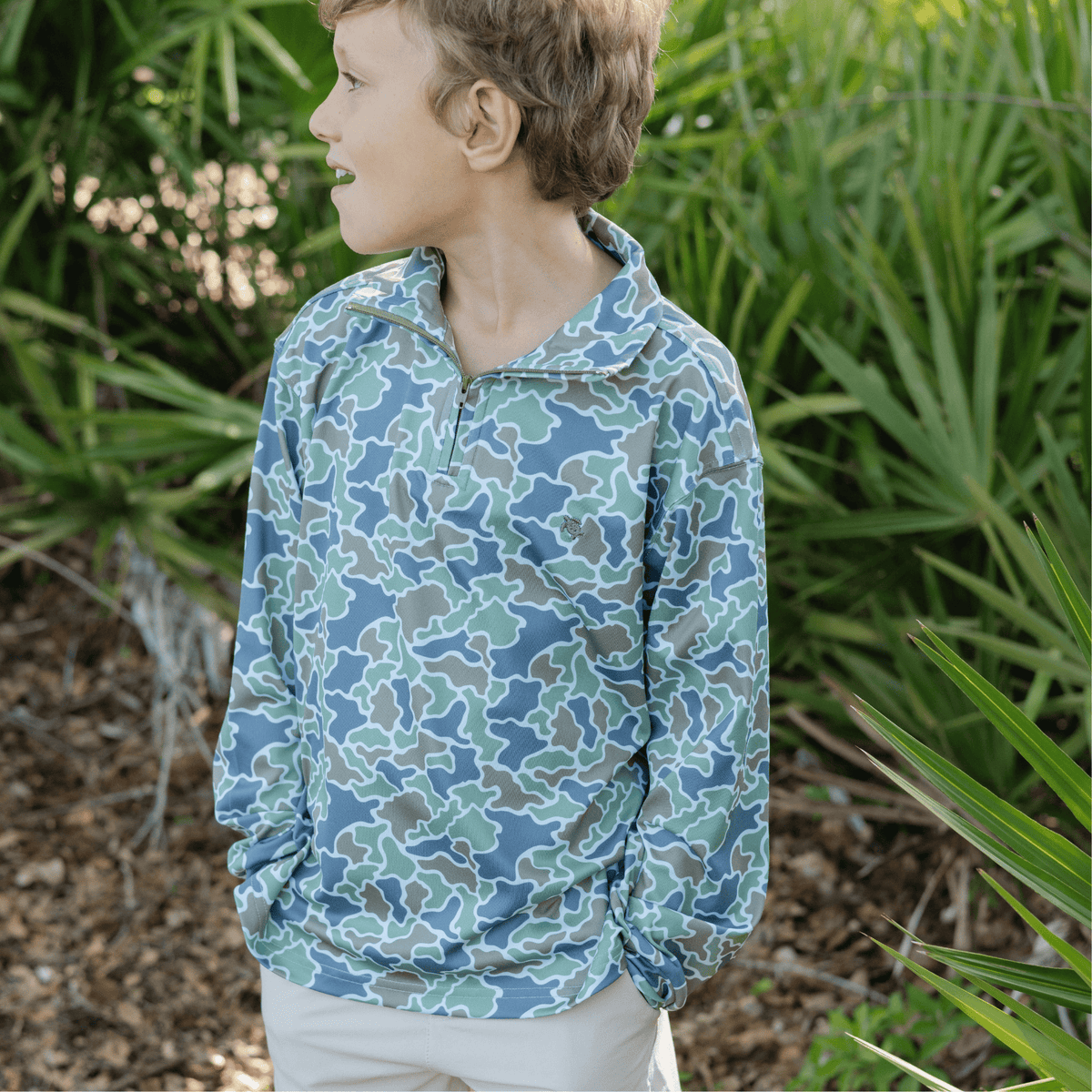 Performance Half Zip in Green Camo
