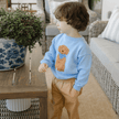 Doodle Crew Neck Sweater in Light Blue