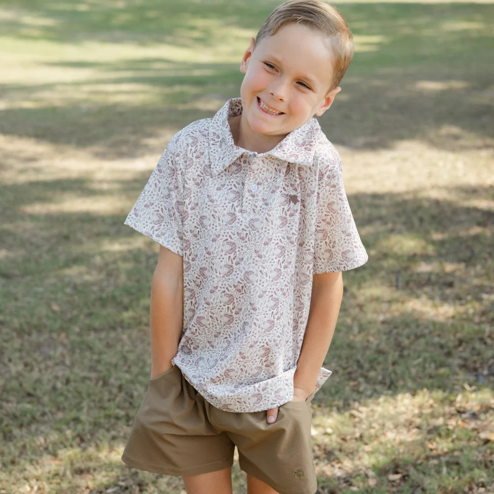Henry Short Sleeve Performance Polo in Turkey Print