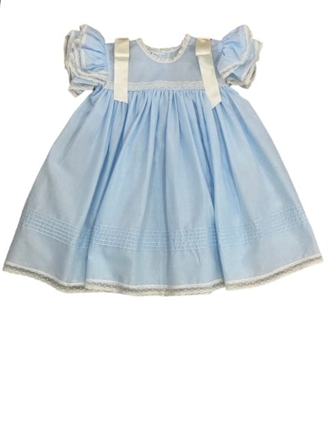 Lulu Bebe Lulu Bebe Caroline Heirloom Blue Dress with Ivory Trim - Little Miss Muffin Children & Home