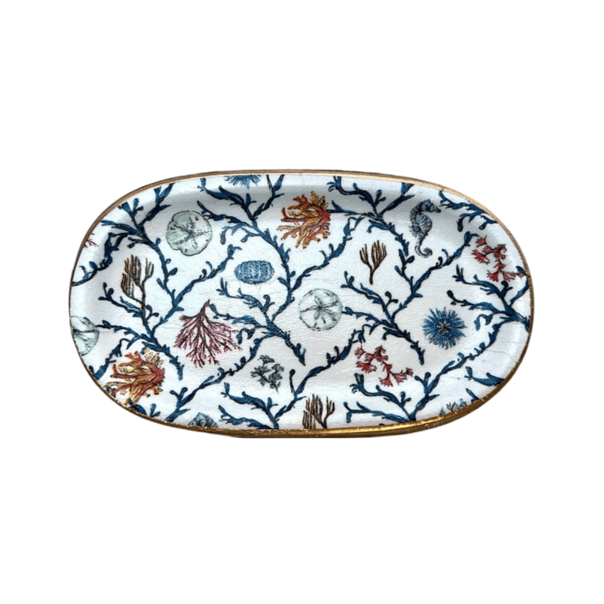 Large Ceramic Jewelry Tray in Coral Reef