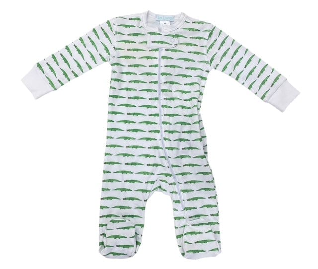 Lulu Bebe Lulu Bebe Alligator Print Pima Boy Footies - Little Miss Muffin Children & Home