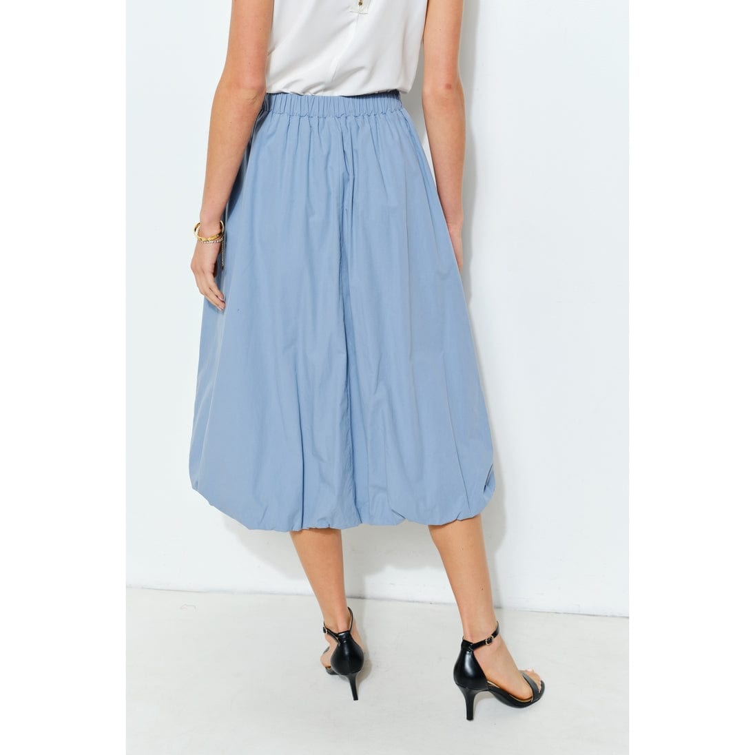 INA Balloon Hem Cotton Midi Skirt in Powder Blue - Little Miss Muffin Children & Home