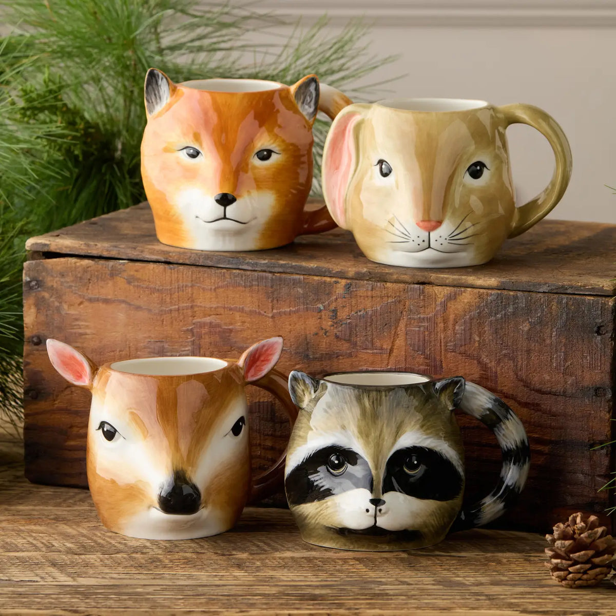 Winter Cabin 3D Woodland Animal Face 16oz Mug, 4 Available Styles