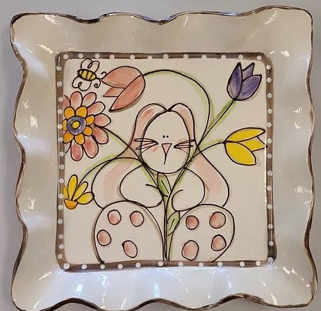 Heartfelt Traditions Heartfelt Traditions Medium Square Tray, AW Bunny Tulips - Little Miss Muffin Children & Home