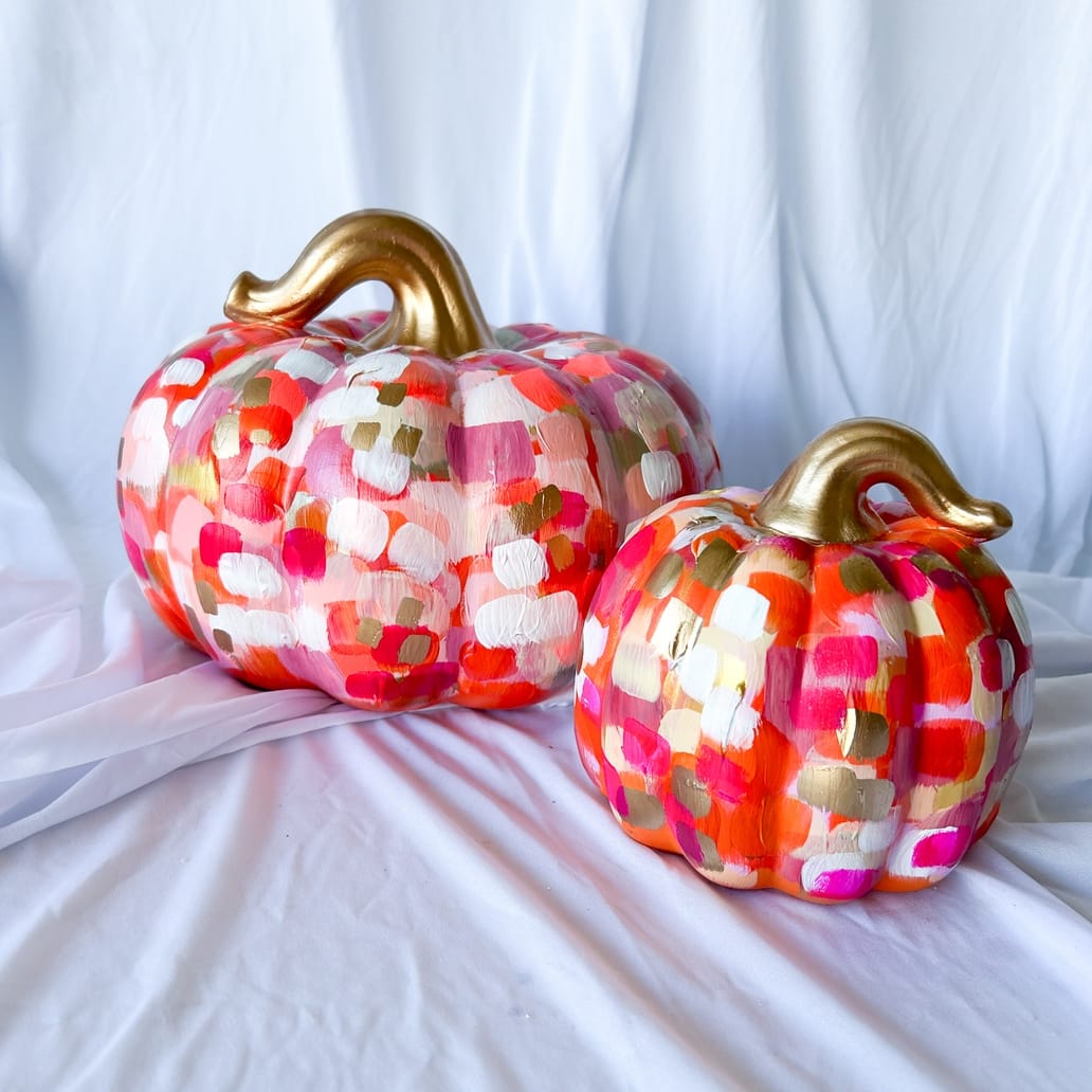 Orange & Pink Abstract Pumpkin