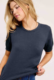 La Miel Short Sleeve Knit Sweater in Midnight Blue