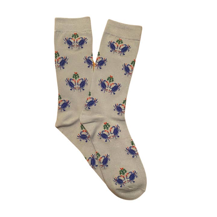 Santa's Swamp Mistletoe Beaux The Blue Crab Christmas Socks