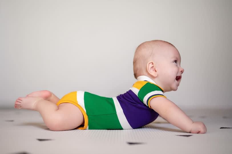 Mardi Gras Creations Mardi Gras Creations Thick Stripe Rugby Infant Onesie Short Sleeve - Little Miss Muffin Children & Home