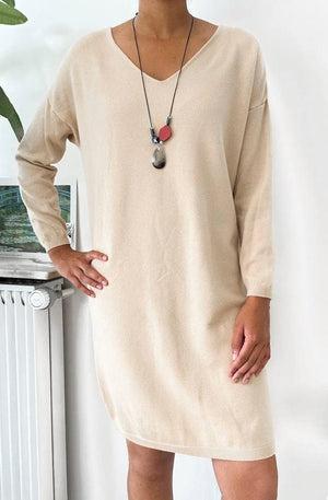 Loowie Italian Cozy Sweater Dress in Cream