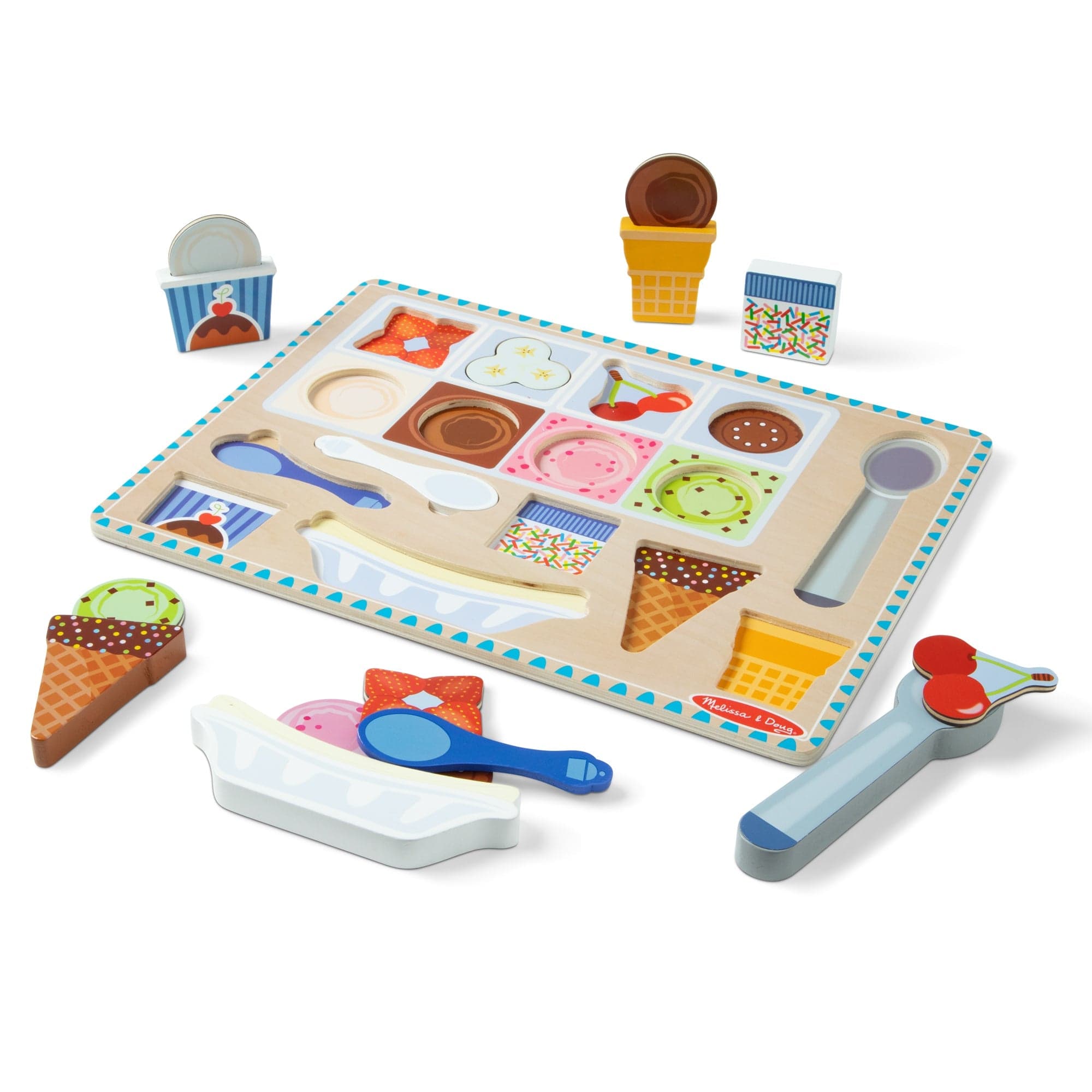 Melissa & Doug Melissa & Doug Wooden Magnetic Ice Cream Puzzle & Play Set 16 Pieces - Little Miss Muffin Children & Home