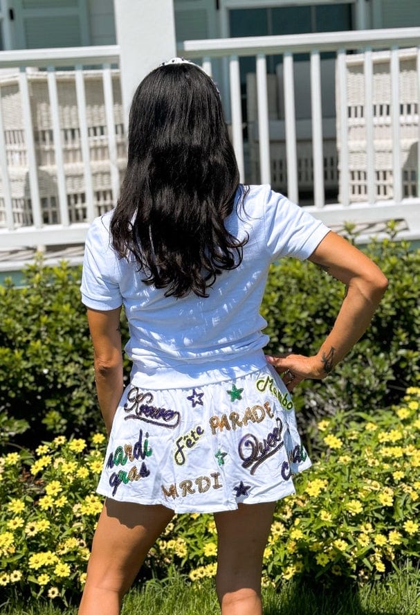Mardi Gras Creations Mardi Gras Creations Adult Mardi Gras Explosion Skort - White - Little Miss Muffin Children & Home