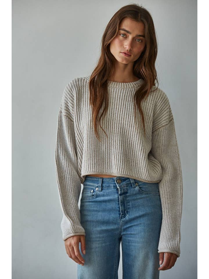 beige knitted pull over sweater