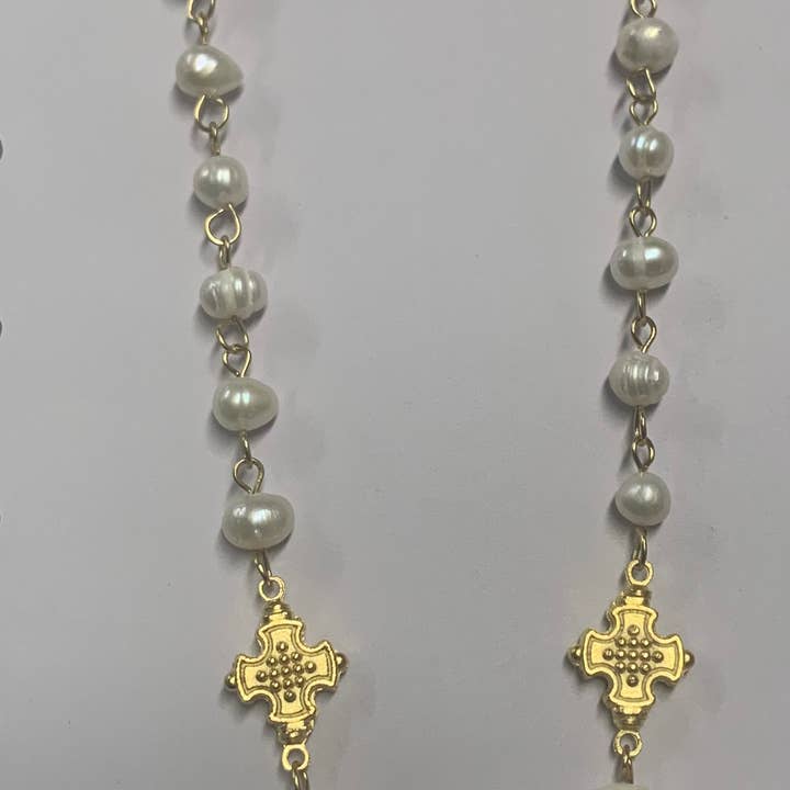 Weisinger Designs Weisinger Designs 32" Station Cross Fresh Water Pearl Chain - Little Miss Muffin Children & Home