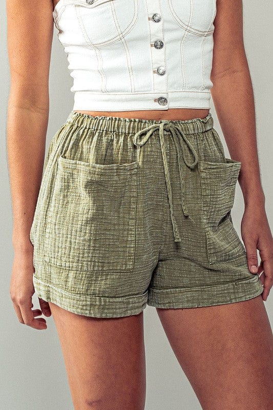 Urban Daizy Urban Daizy Mineral Washed Gauze Shorts - Little Miss Muffin Children & Home