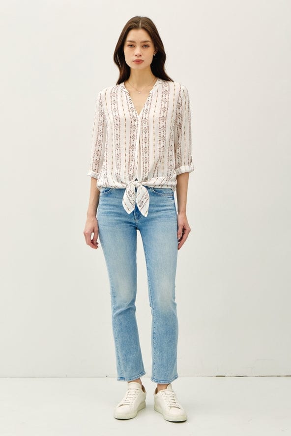 Be Cool Be Cool Long Sleeve Printed Tie Front Blouse in Brown - Little Miss Muffin Children & Home