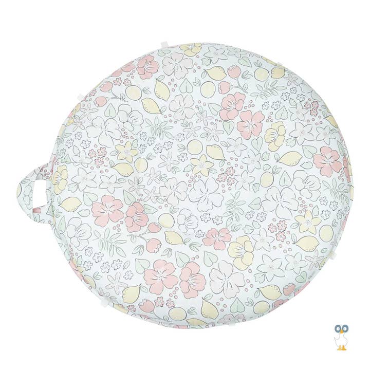 Lemon Aqua Glass 34" Diameter Round Floor Pillow Cushion