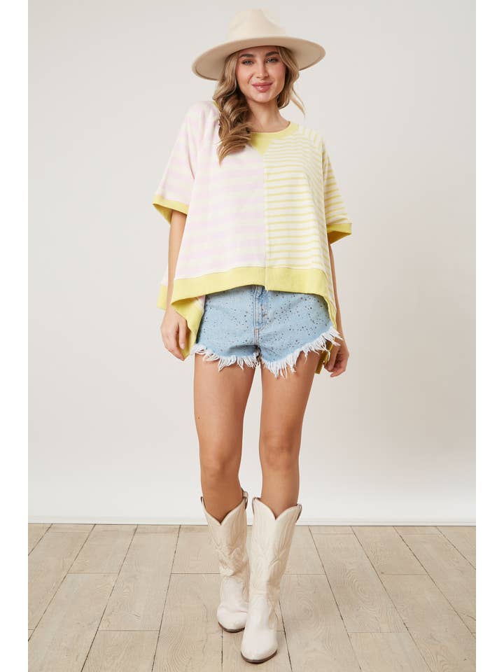 Sheer Trend Sheer Trend Mixed Stripe Oversized Sweatshirt - Little Miss Muffin Children & Home