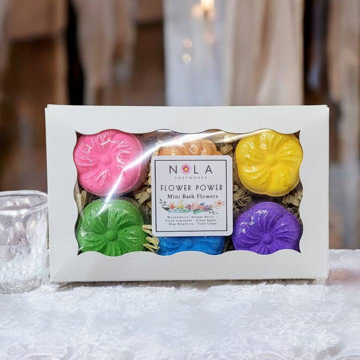 6 pack of floral bath bombs