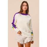 Ive Mardi Gras Color Block Sweater