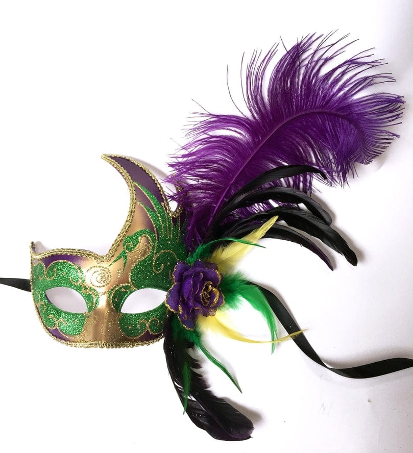 Mardi Gras Creations Mardi Gras Creations Flame Mask with Feathers, Available in 4 Colors - Little Miss Muffin Children & Home