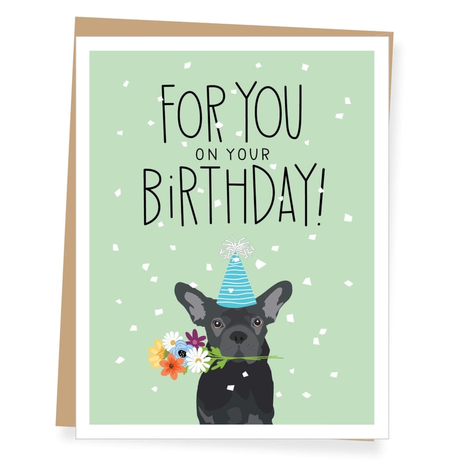 Apartment 2 Cards Apartment 2 Cards Frenchie with Flowers Birthday Greeting Card - Little Miss Muffin Children & Home