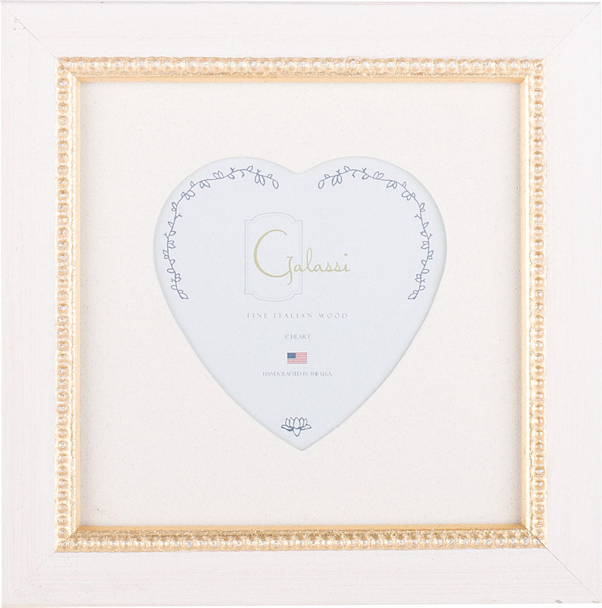 F.G. Galassi F.G. Galassi Vanilla Gold Bead Frame with 3x3 Heart Mat - Little Miss Muffin Children & Home