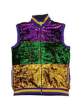 Mardi Gras Creations Sequin Vest Purple, Green, and Gold Stripe Adult