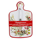 Certified International  "Christmas Gatherings" Melamine Cheese Board and Stainless Steel Knife Set