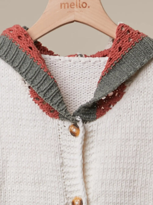 Button-Up Cardigan with Contrast Sleeves Sweater