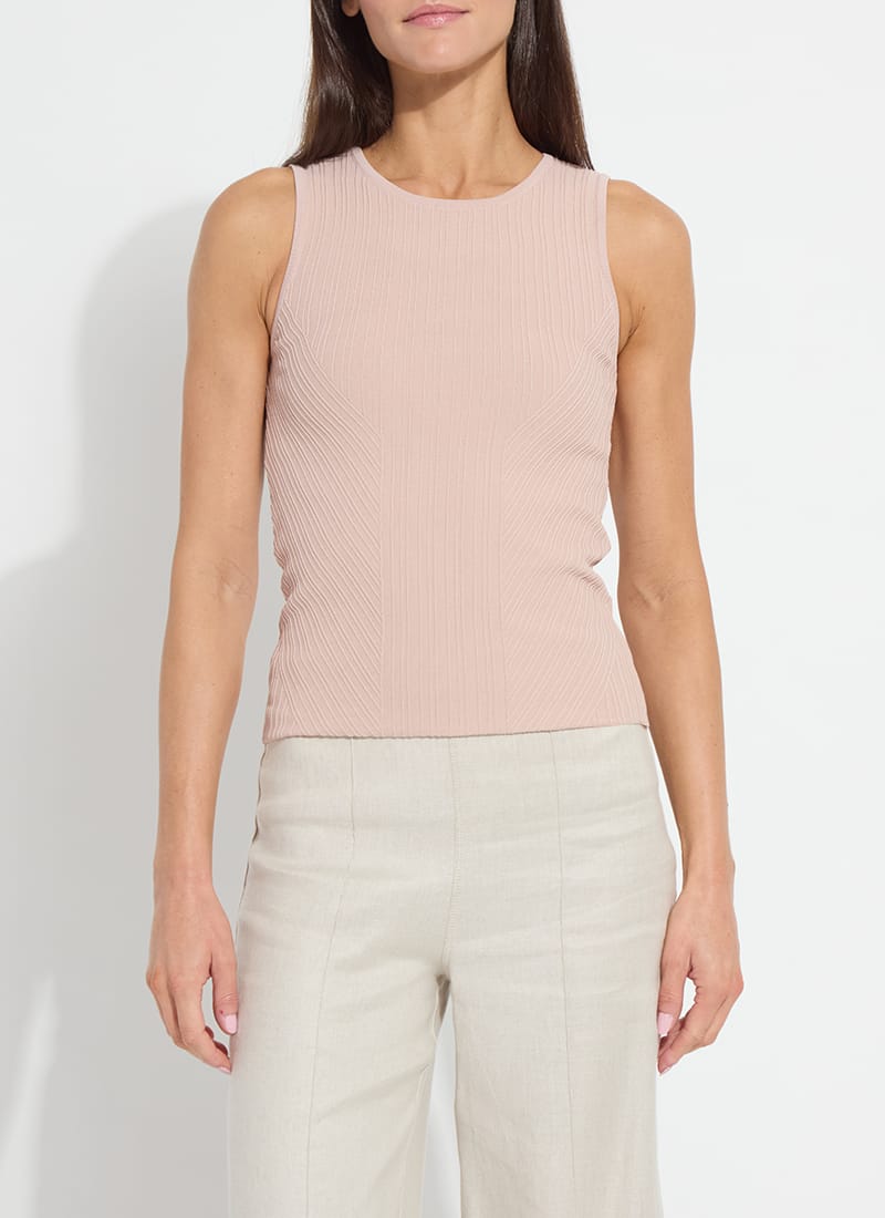 Andreia Ribbed Knit Tank in Sabbia Rose
