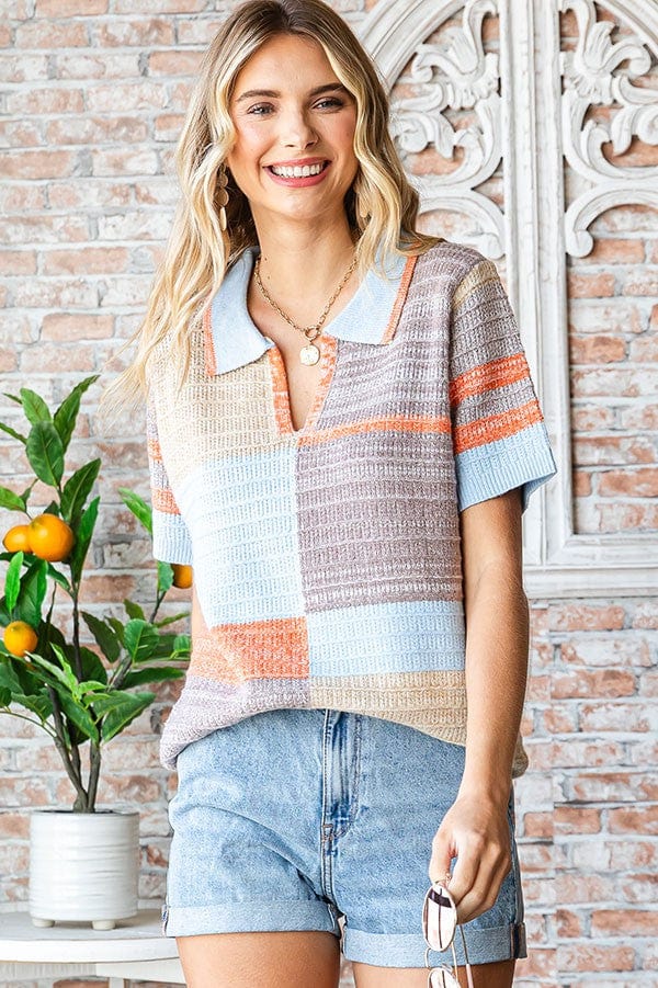 First Love First Love Color Block Short Sleeve Sweater - Little Miss Muffin Children & Home