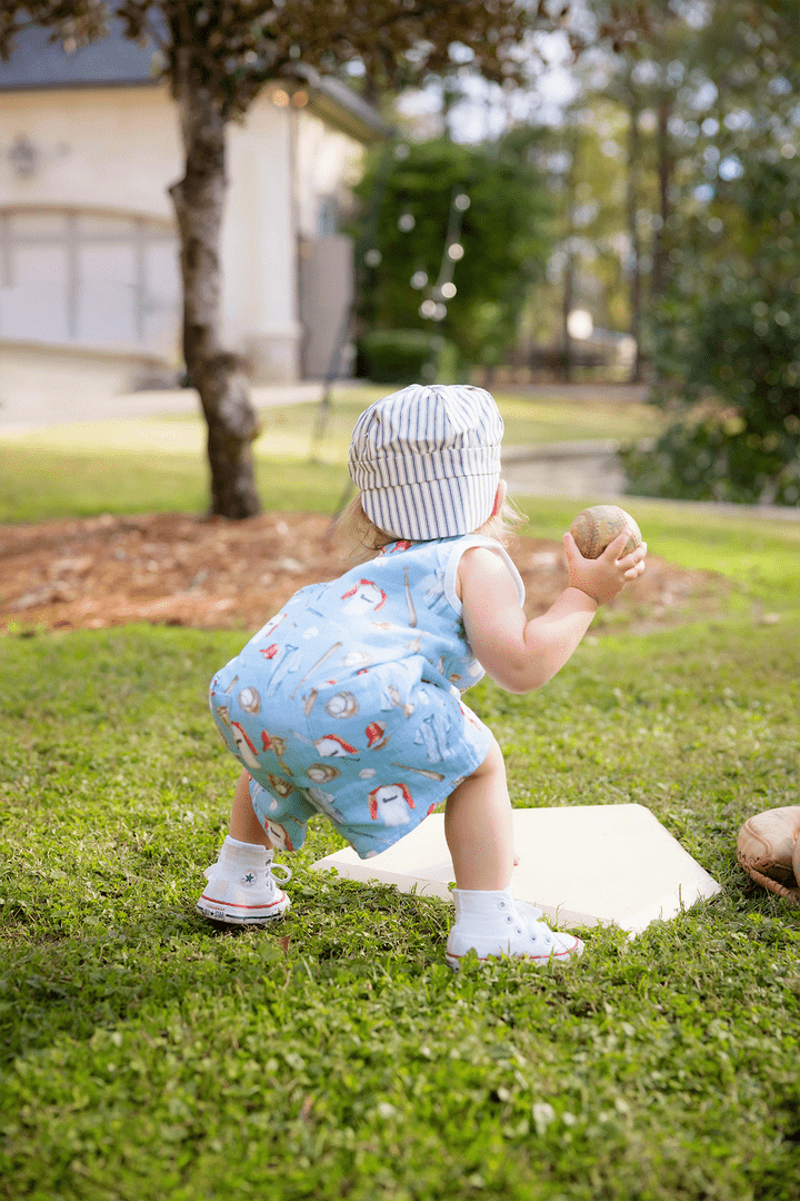 Nola Tawk Nola Tawk Let's Play Ball Organic Muslin Shortall - Little Miss Muffin Children & Home