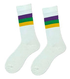 Mardi Gras Creations White Stripe Ribbed Socks