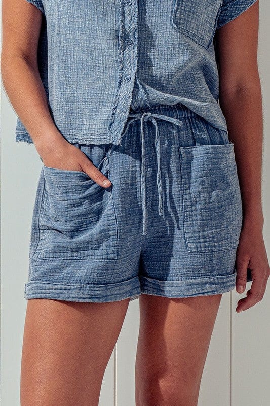 Urban Daizy Urban Daizy Mineral Washed Gauze Shorts - Little Miss Muffin Children & Home