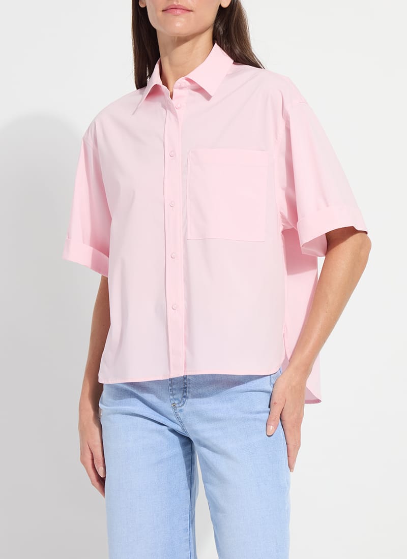 Corinna Oversized Cropped Shirt in Rose