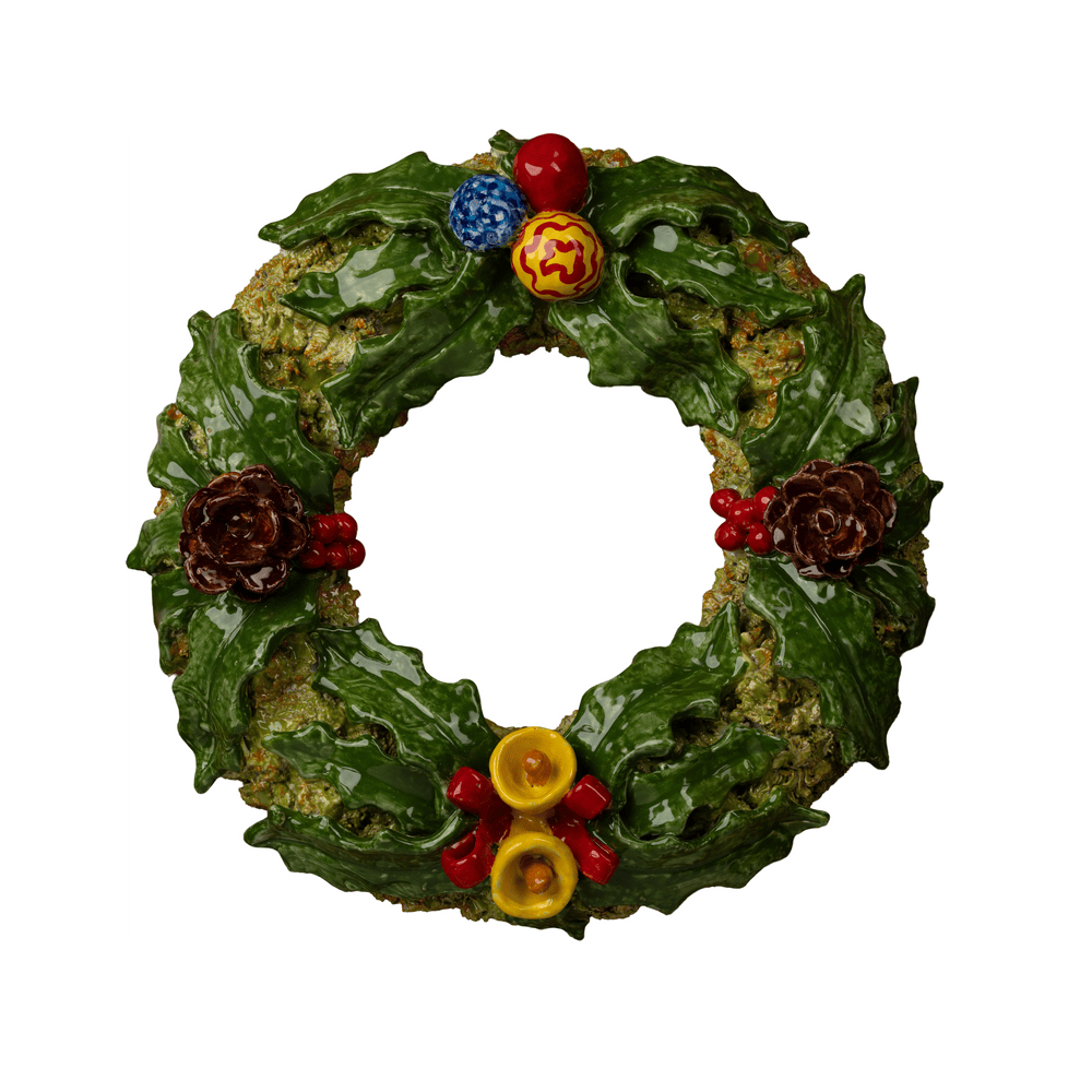 Holly Wreath with Pinecones & Bells