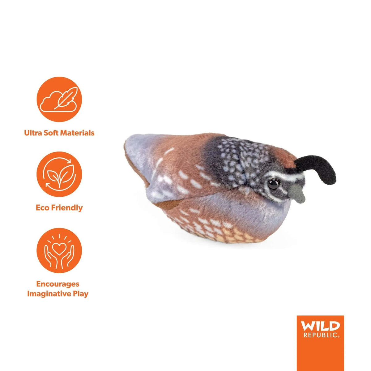 Wild Republic Audubon Birds California Quail Plush, view 7