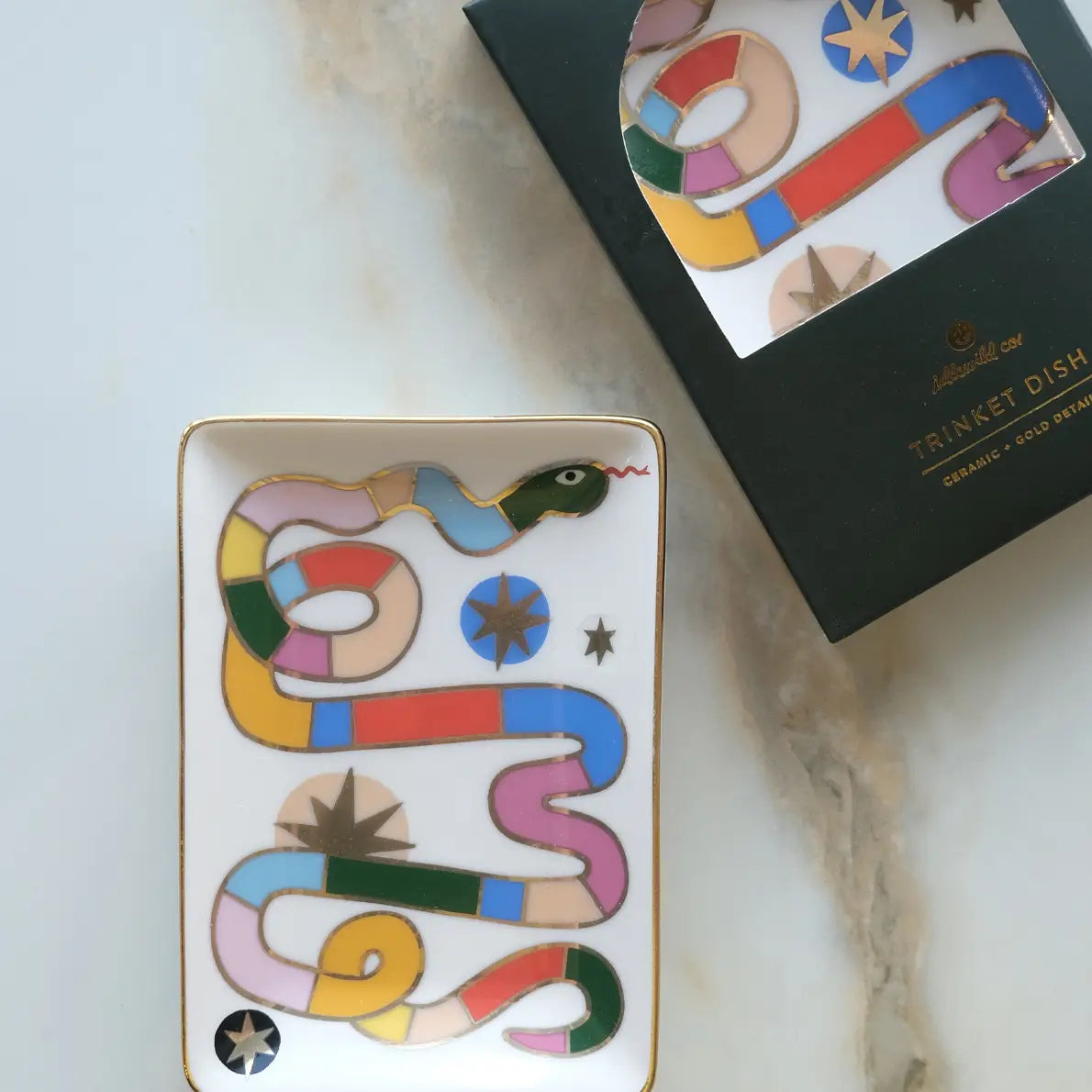 Rainbow Snake Porcelain Trinket Dish