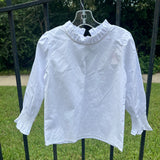 Lulu Bebe Lyn White Long Sleeve Ruffle Collar Tie Back Shirt