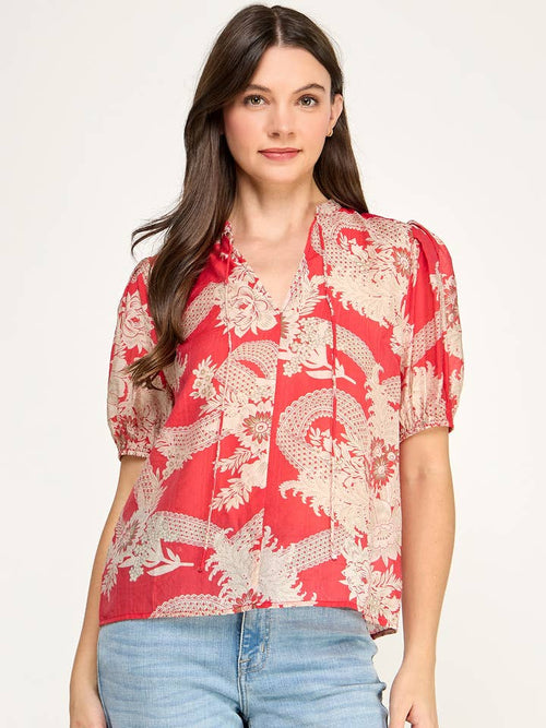 Floral Print Puff Sleeve Top