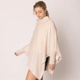 Long Sleeve Solid Color Poncho in Ivory