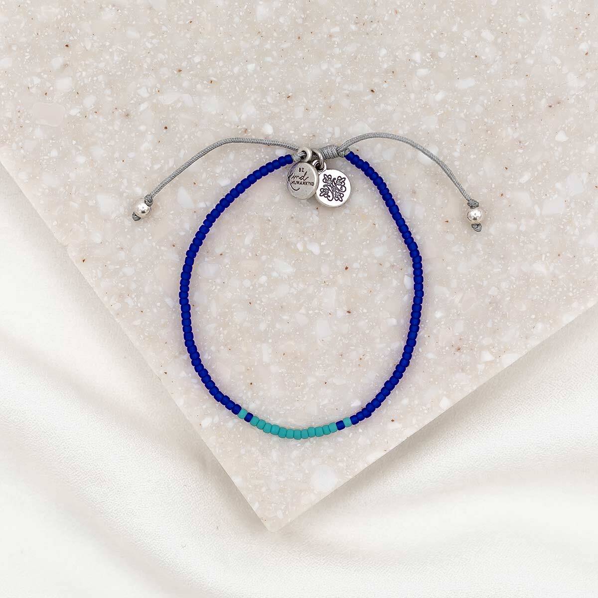 My Saint My Hero BeCAUSE We Care Glass Beads Bracelet blue