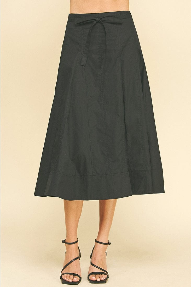 Pinch Pleated Midi Skirt with Tie Belt in Black - Little Miss Muffin Children & Home