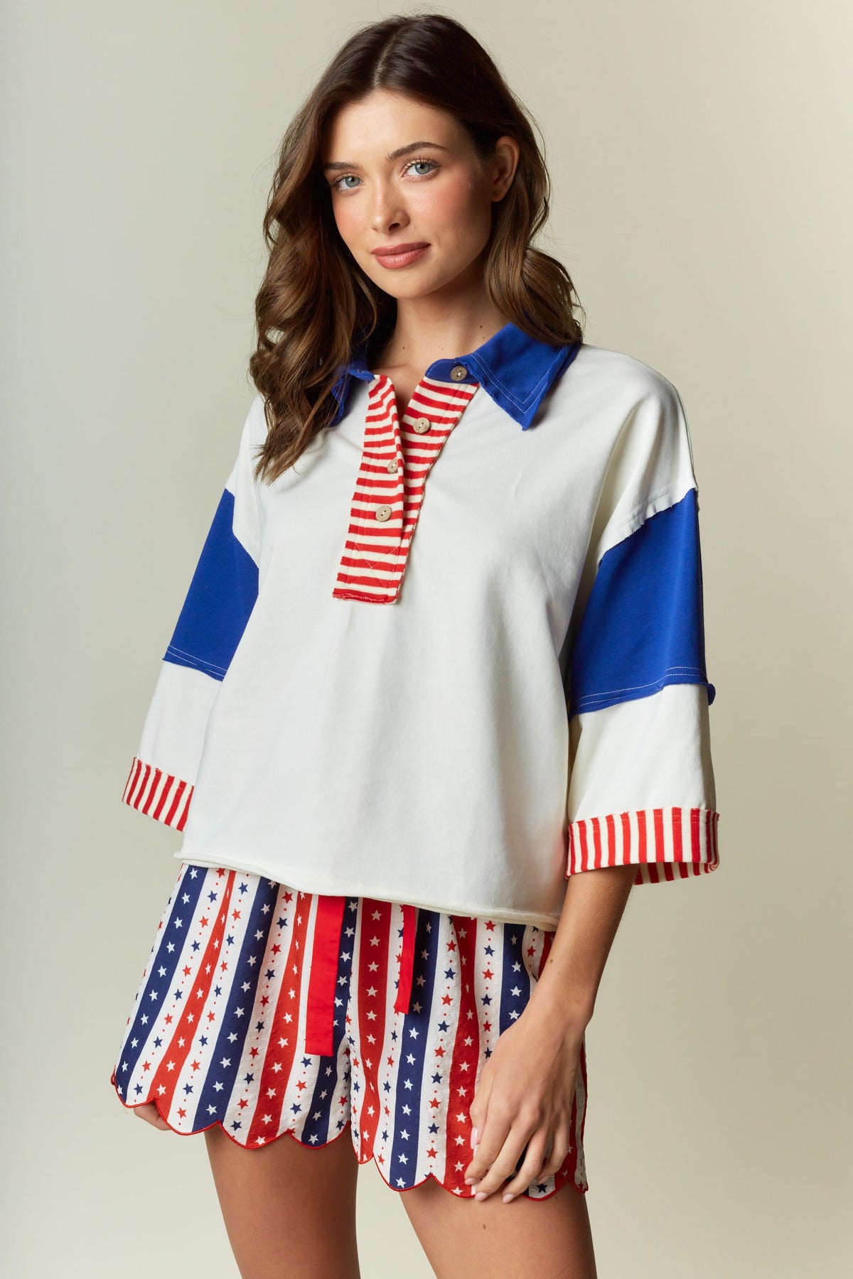 Contrast Trim Short Sleeve Rugby Top