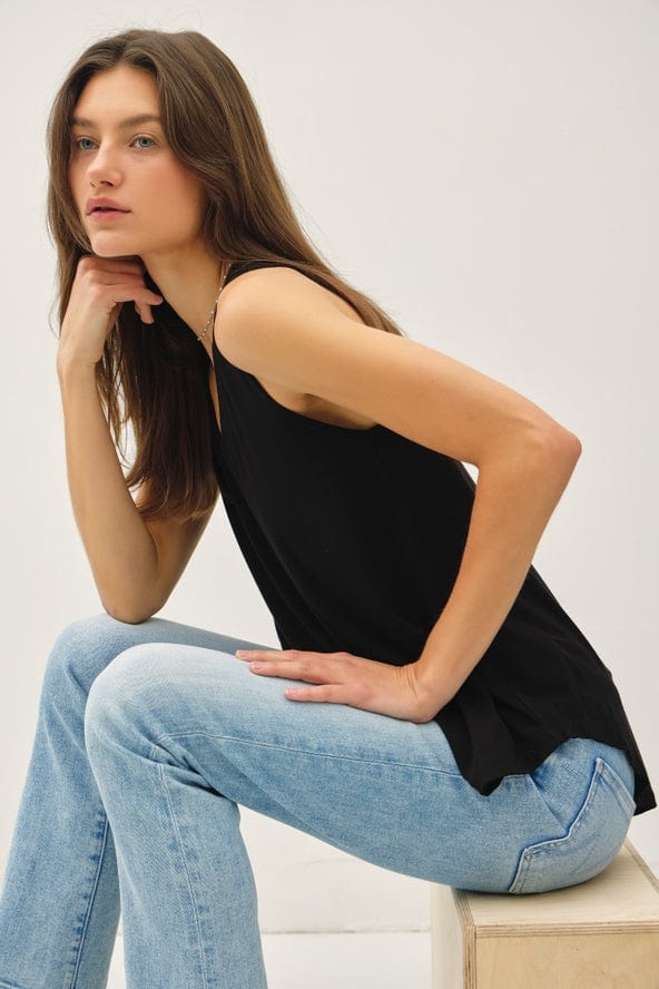 Be Cool Be Cool V-Neck Racerback Knit Tank in Black - Little Miss Muffin Children & Home